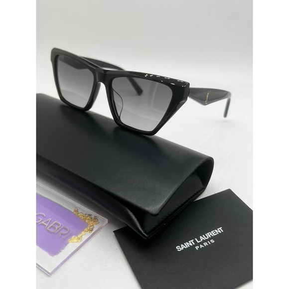 NEW Saint Laurent SL M103 Black Cat Eye Logo Sunglasses - Picture 5 of 9
